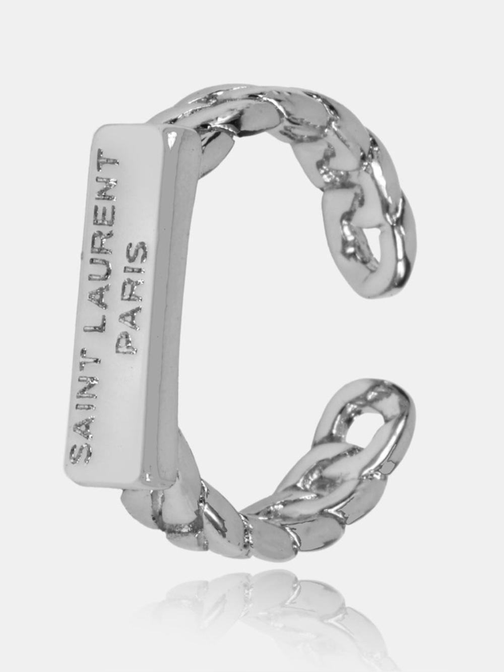 Yves Saint Laurent Paris Silver Chain Nameplate Cuff Ring S925 Stamped • YSL - Picture 4 of 6